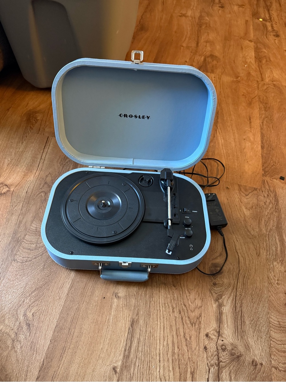 Crosley Light Blue Portable Suitcase Turntable with Built-In Speakers